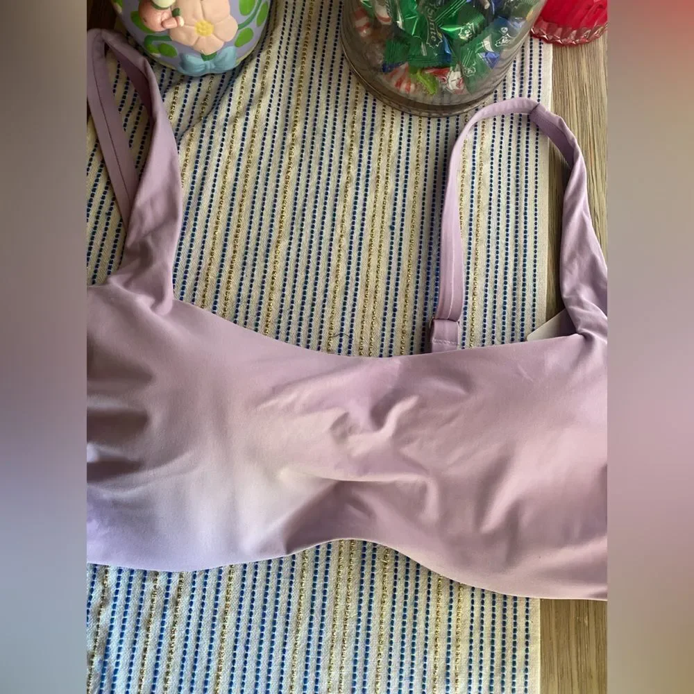 ATHLETA Square Neck Bra Cup Bikini Top Lavender Sz 40D NWT